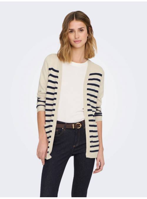 CARDIGAN MARCO BEIGE RAYAS AZUL