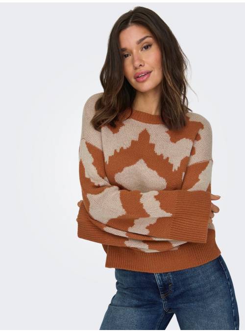 PULLOVER FEM KNIT PC100 - BROWN - DOESKI