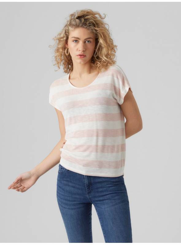 CAMISETA RAYAS ROSA VERO MODA