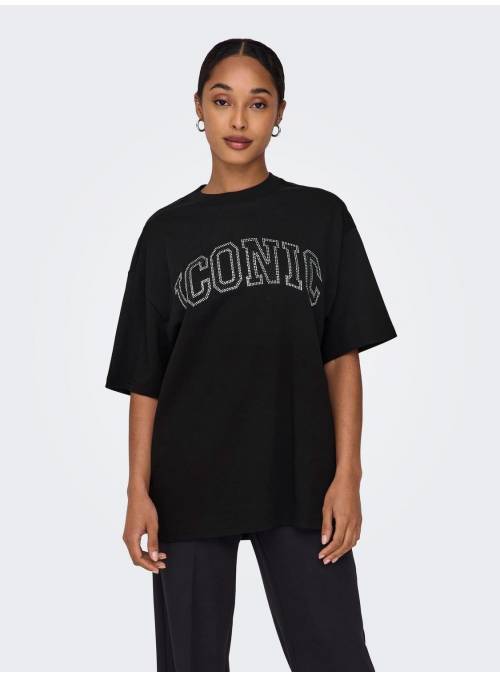 CAMISETA ICONIC BRILLOS NEGRA ONLY