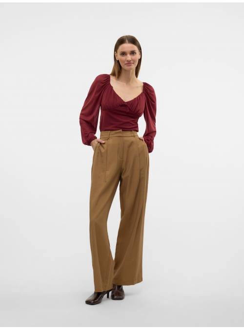 PANTALON PERRY PINZAS CAMEL VERO MODA